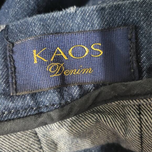 Kaos Denim Skirt Blue Jean Midi Pleats Flare Rigid Medium Wash High Waist Size 4 - Picture 7 of 15